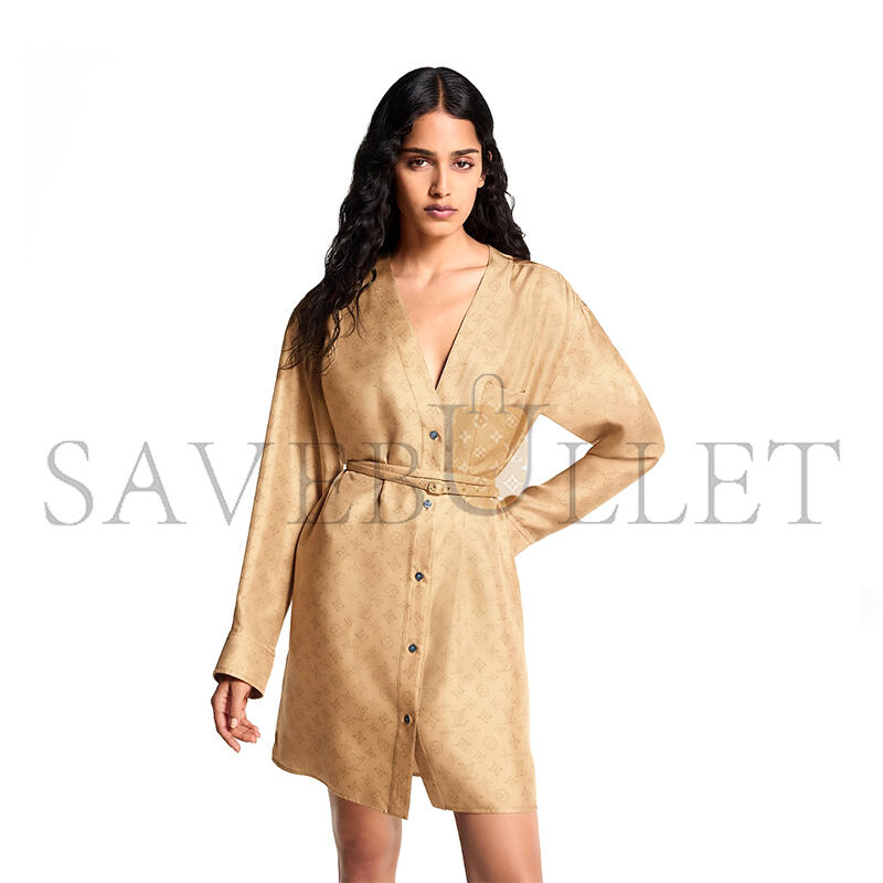 LOUIS VUITTON MAHINA BUTTON FRONT DRESS 1AHXMP LOUIS VUITTON MAHINA BUTTON FRONT DRESS 1AHXMP